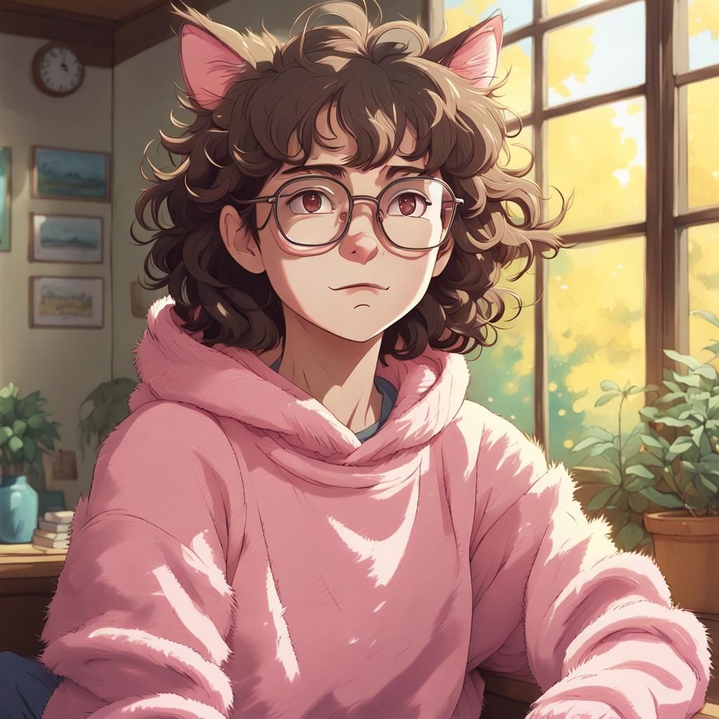 Non-Binary Cat in Studio Ghibli Anime Style