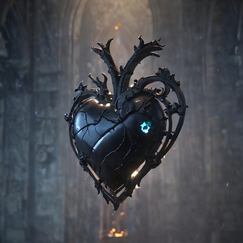 Gothic Horror: Torn Heart in Ancient Cathedral