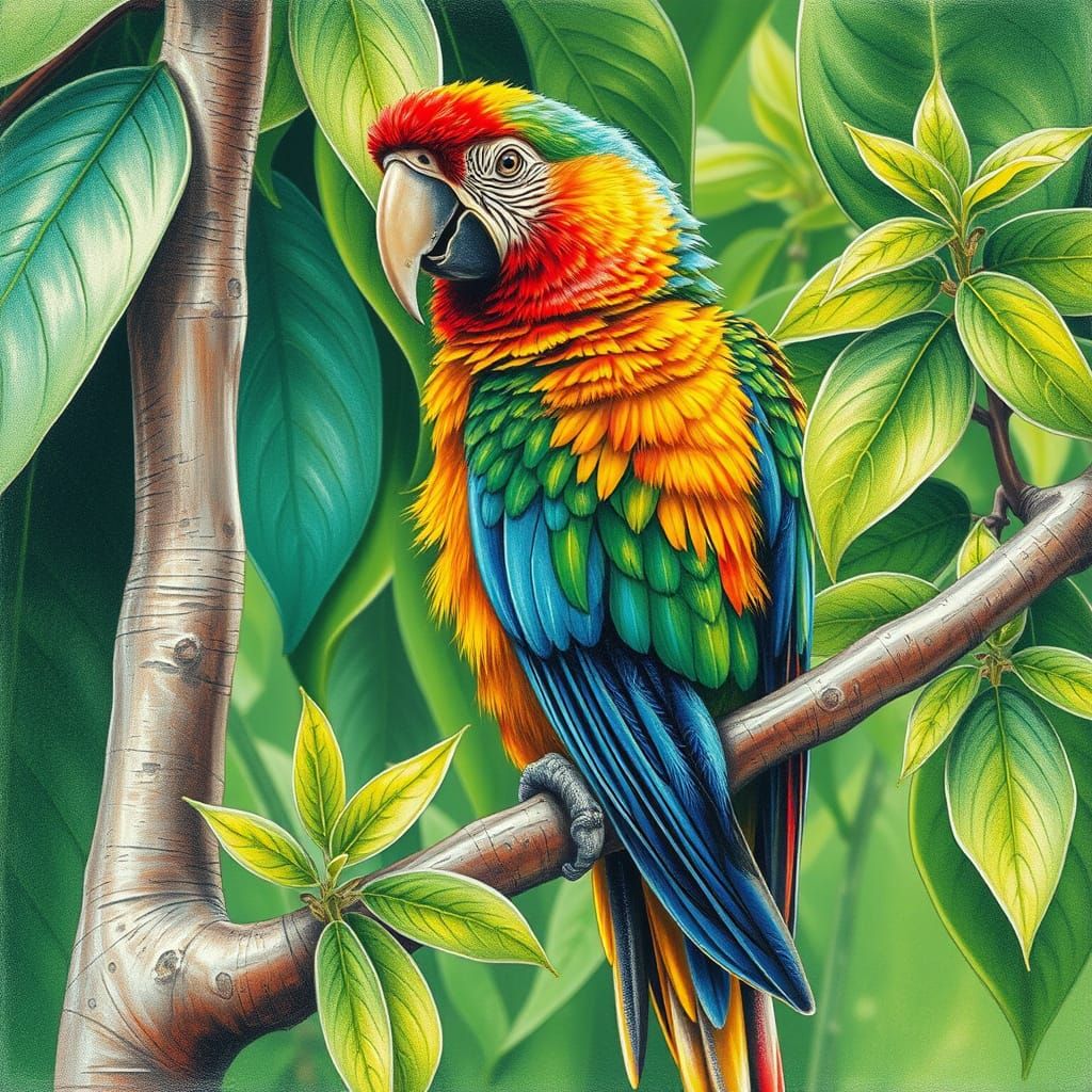 Colour Pencil picture of parrot