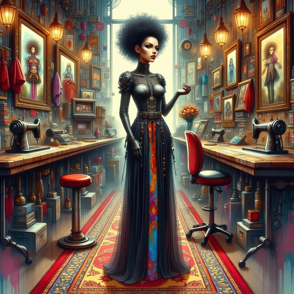 Fashion Designer in Studio, Basquiat-Miyazaki Style