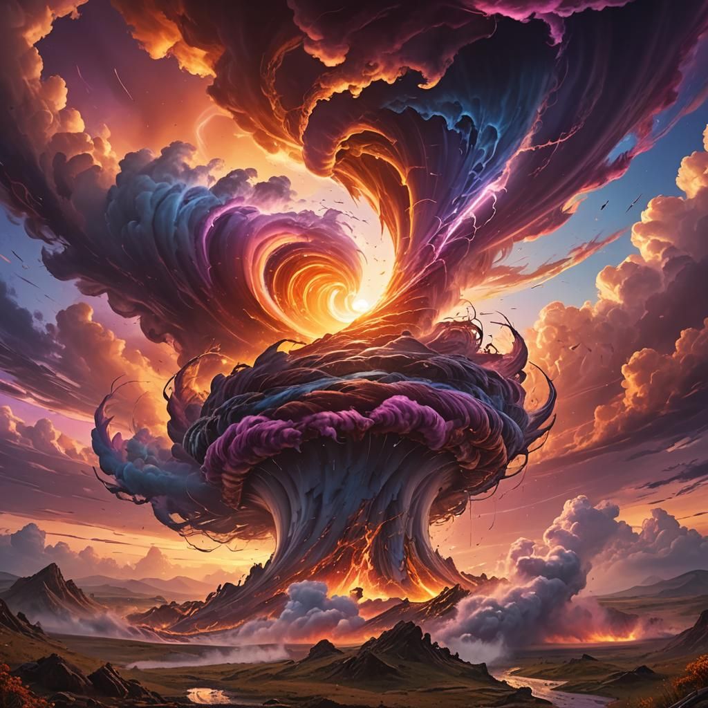 Vibrant Color Tornado Creates Mystical Sunset