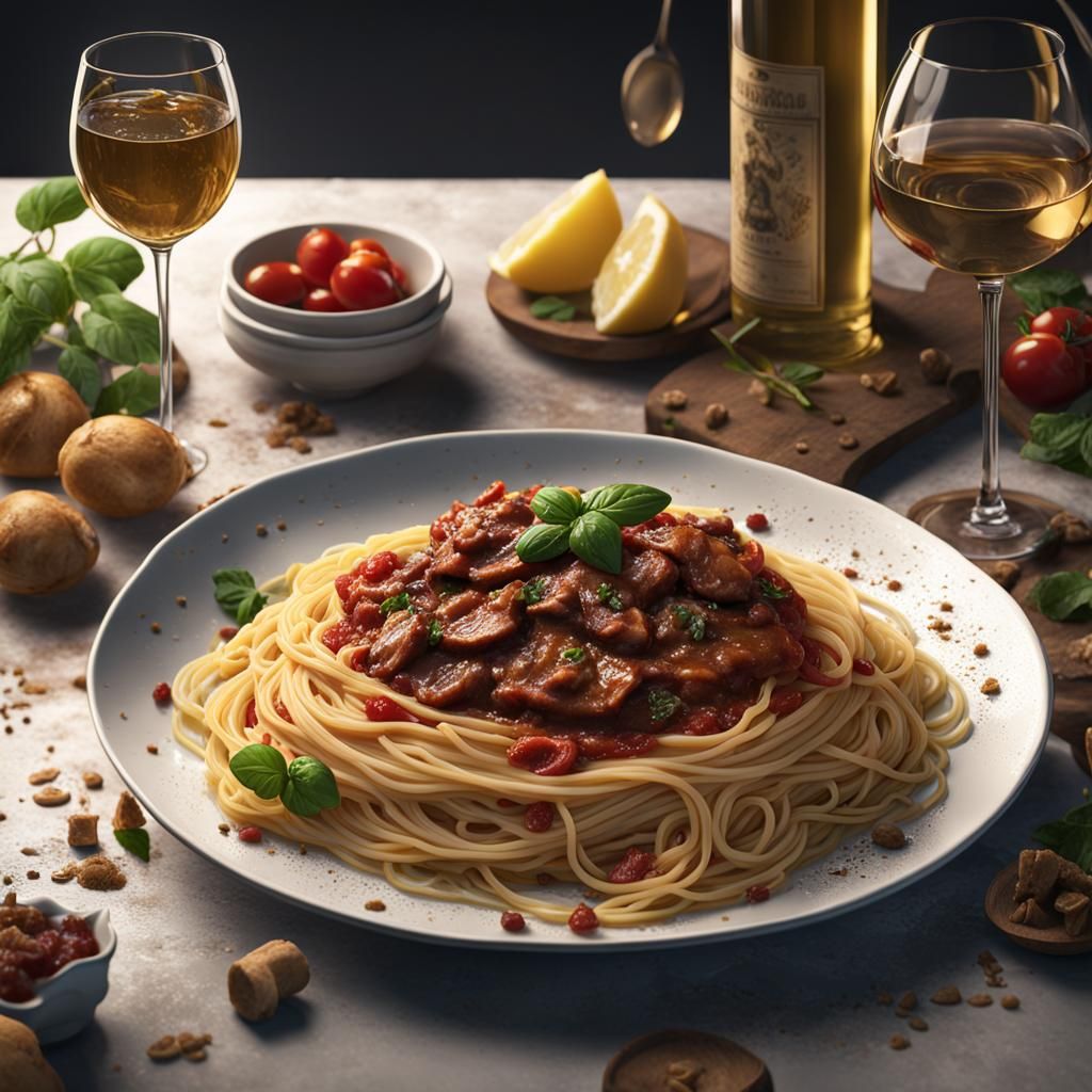 Spaghetti and Veal Marsala: Detailed Matte Painting