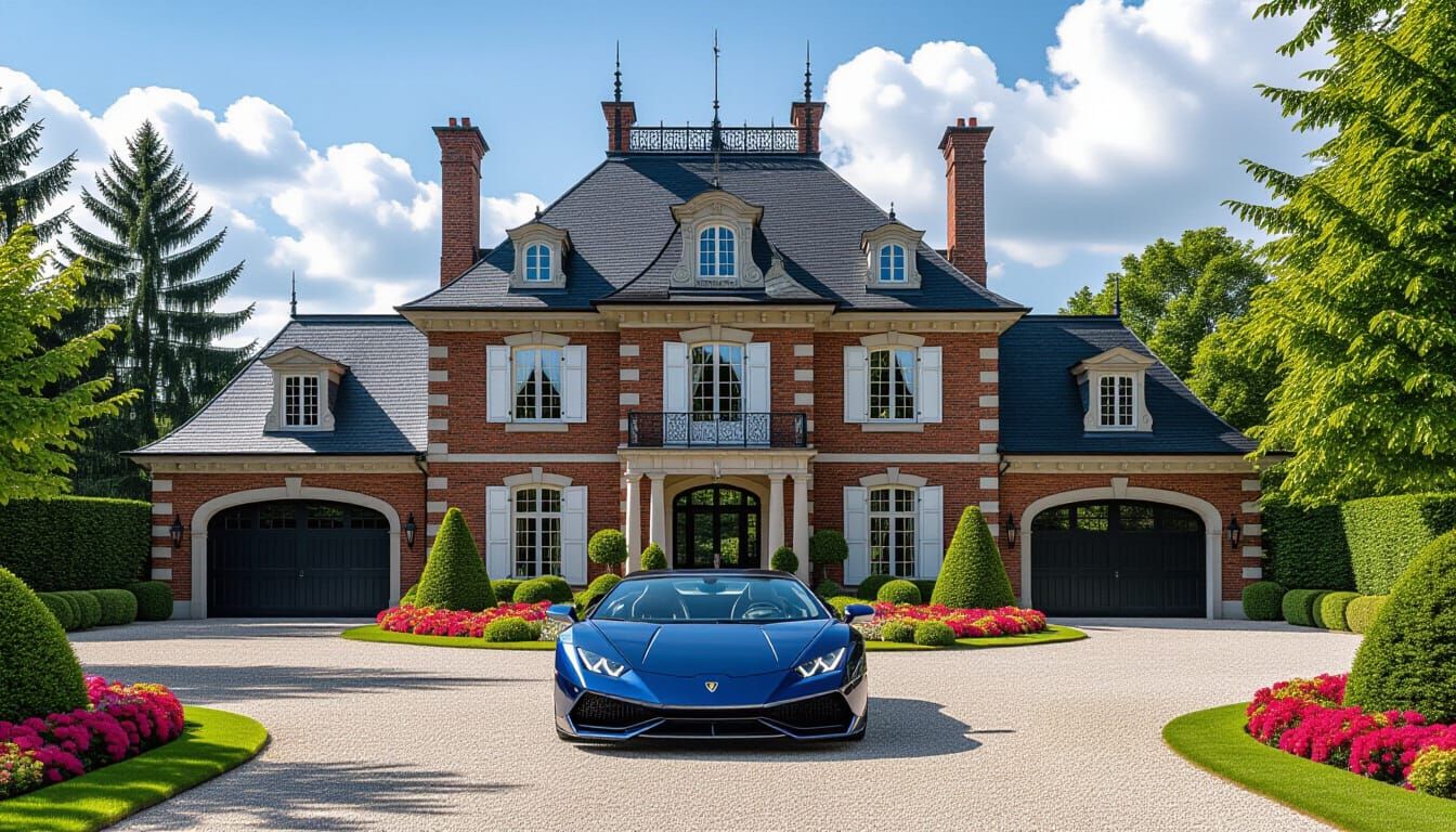 Victorian Chateau with Lamborghini in Monet Style