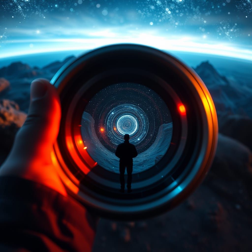 I looked into the future and saw a man looking into the future