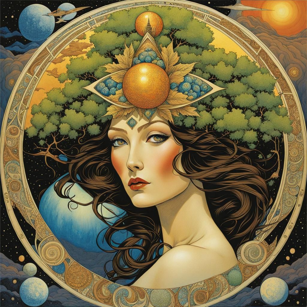 Galactic Dreamcore Portrait of Mother Nature