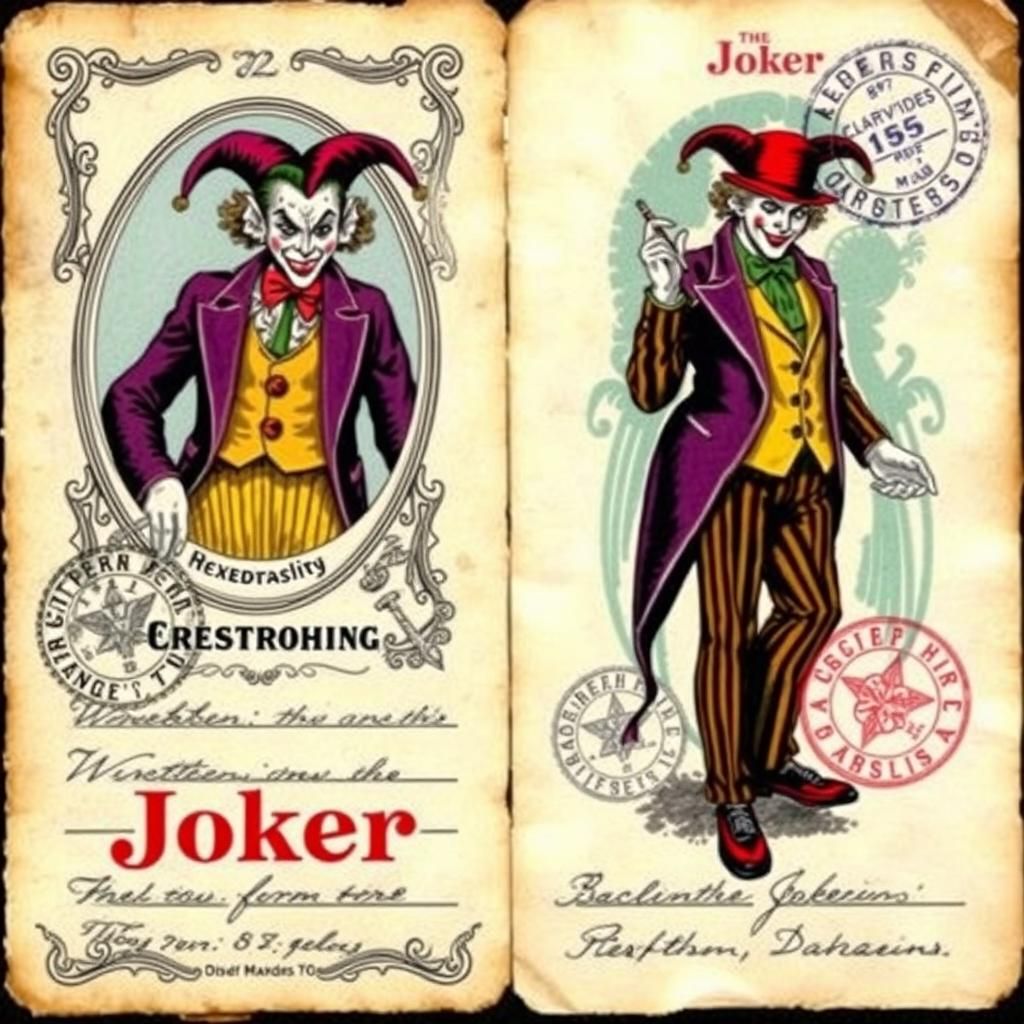 Victorian Joker Identity Papers with Vivid Colors