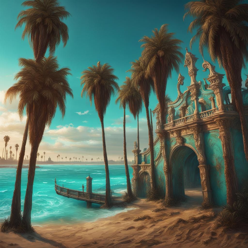 Venice Beach Ocean View in Detailed Matte Painting