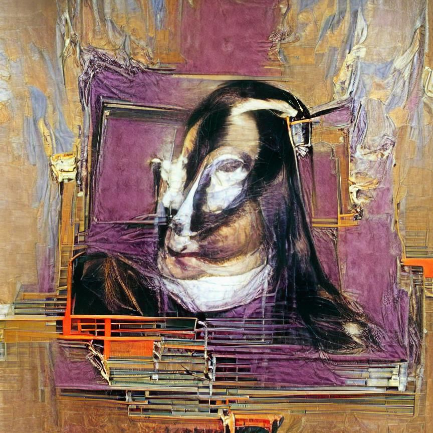 Distorted Mona Lisa in Expressionist Style