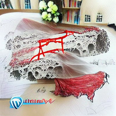 Radiant Bride in Red Lace Wedding Dress: Pencil Sketch