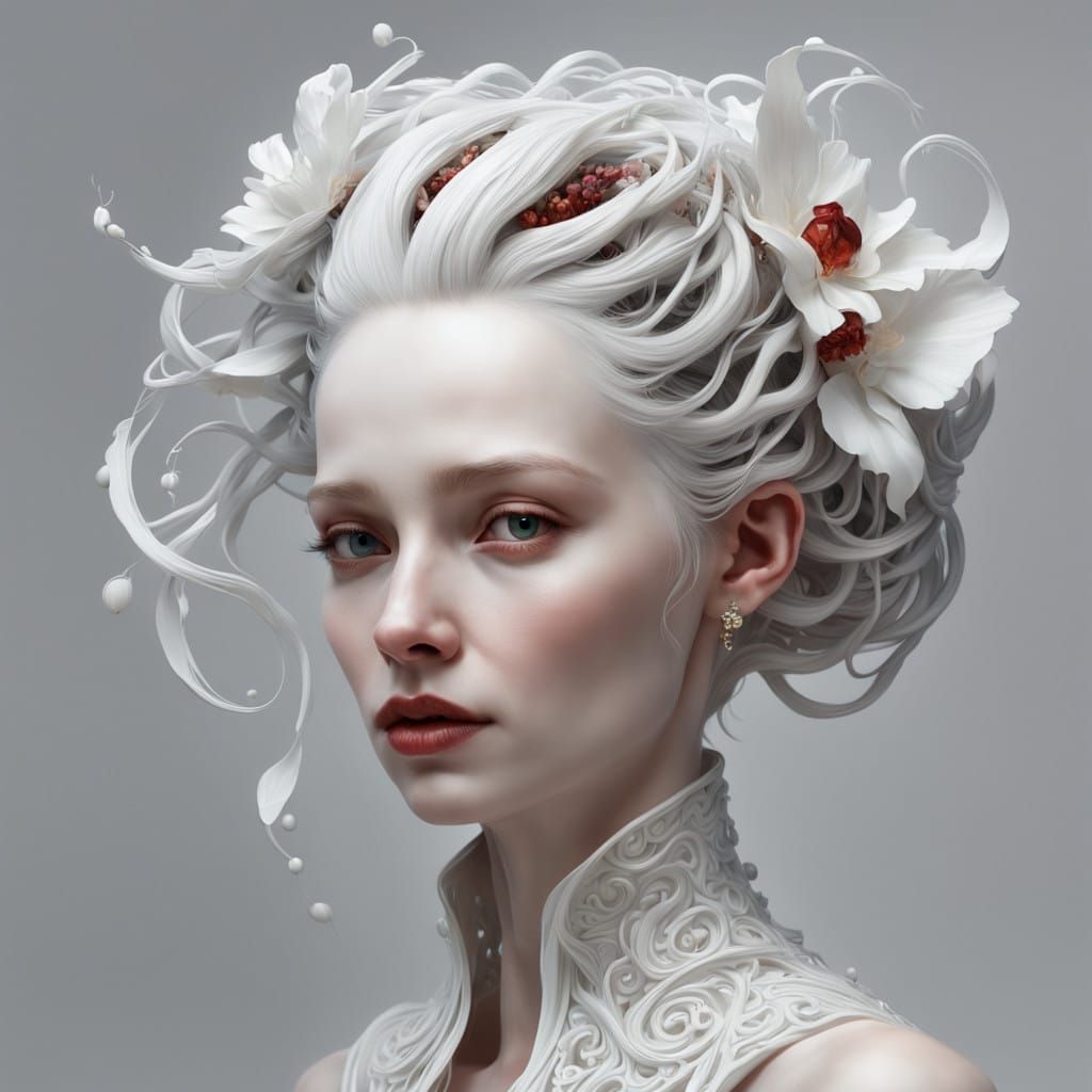 Glowing, Flawless White Female Sculpture in Elegant Digital...