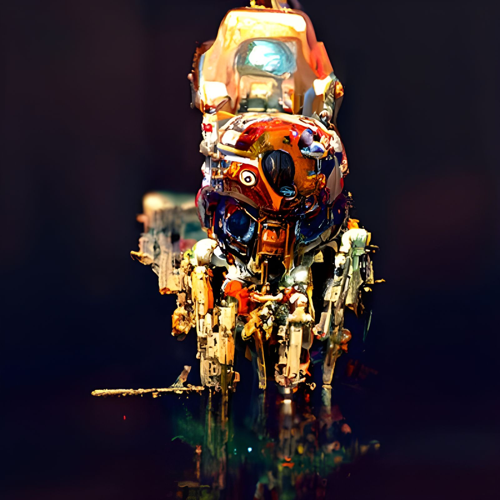 Hyperdetailed Mech Miniature Diorama in Tilt Shift Style