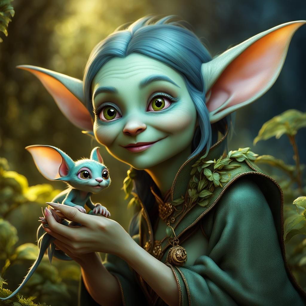 Goblin and Woman: A Whimsical, Enchanting Moment
