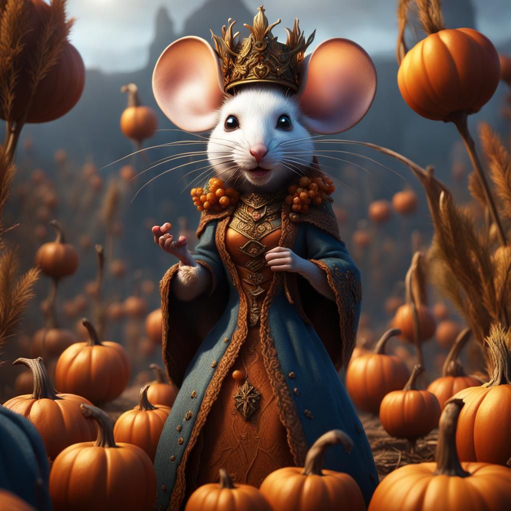 Mouse Queen at Harvest Festival: Detailed Matte Painting