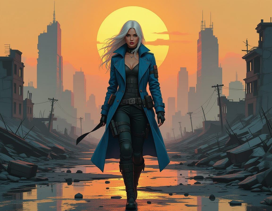 Post-Apocalyptic Portrait in Patchwork Art Style