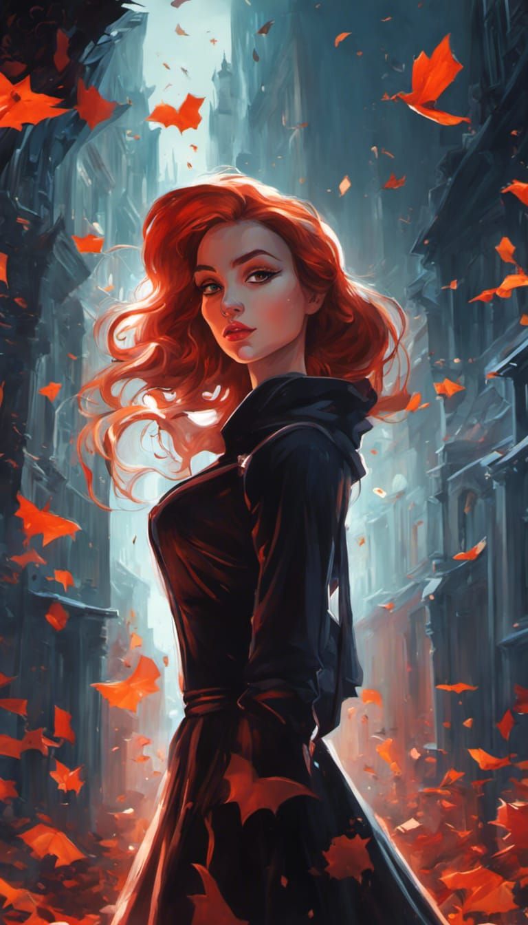 Gothic Vampire Girl in Animated Disney Style