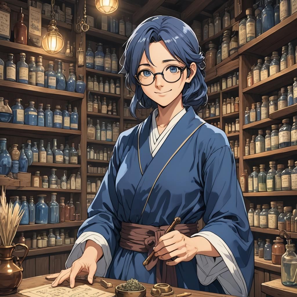 Apothecary Shop Owner in Manga Style