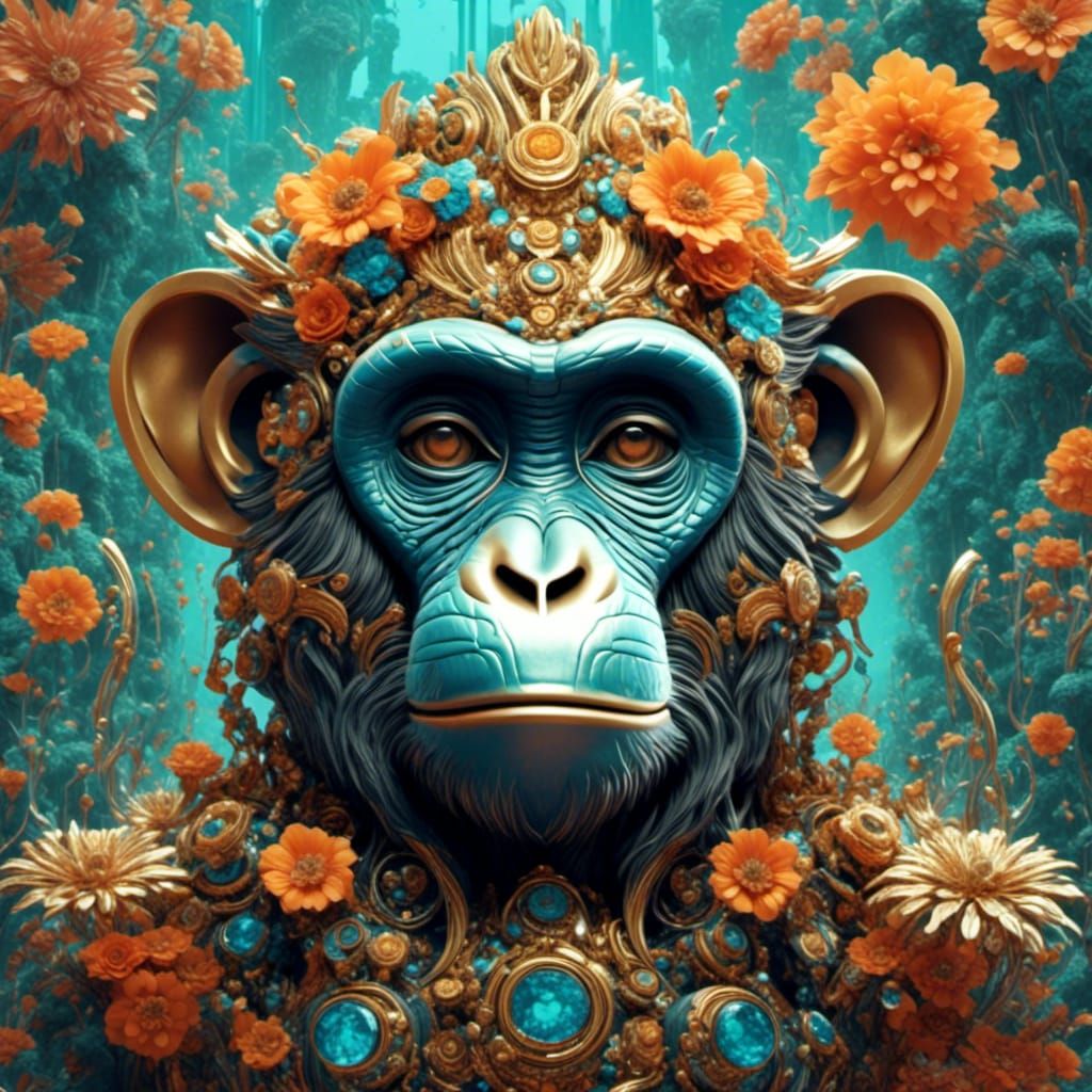 Flower Chrome Robots Mimicking Monkey Behavior