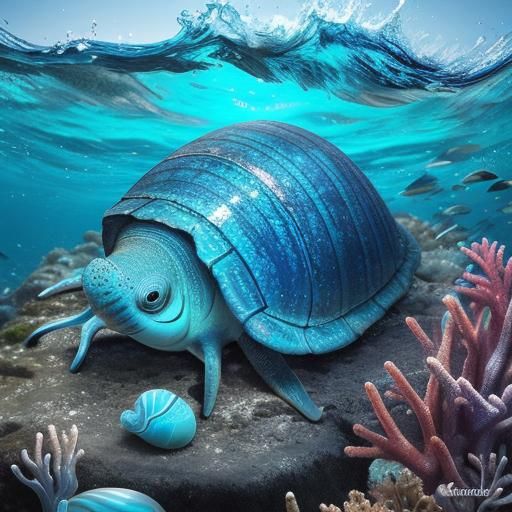 Bolinus Brandaris: Iridescent Sea Snail on Rocky Coastline