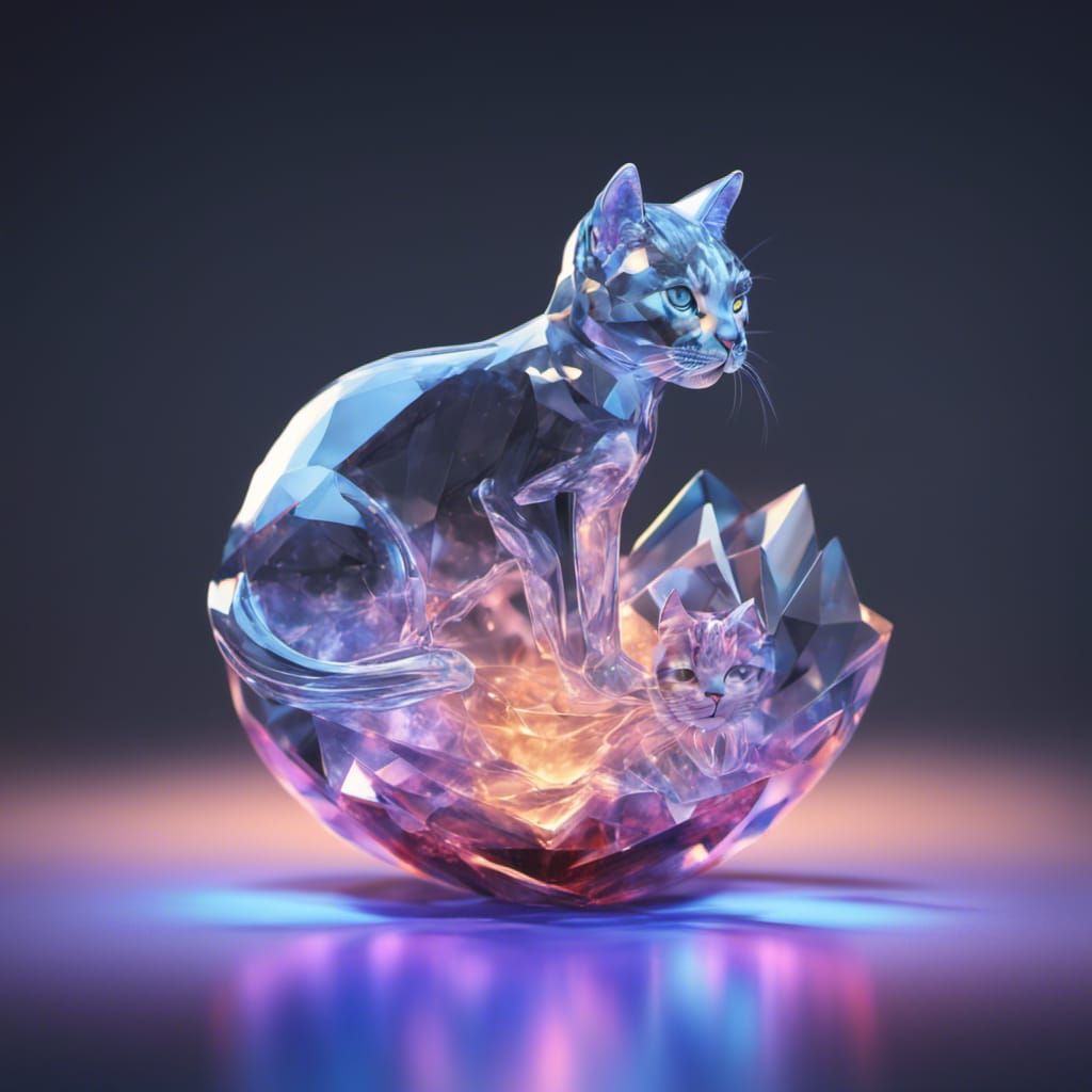 love crystal Figurine with an miniature Jennifer Aniston with a cat in it, beautiful love crystal Figurine  made of crys...