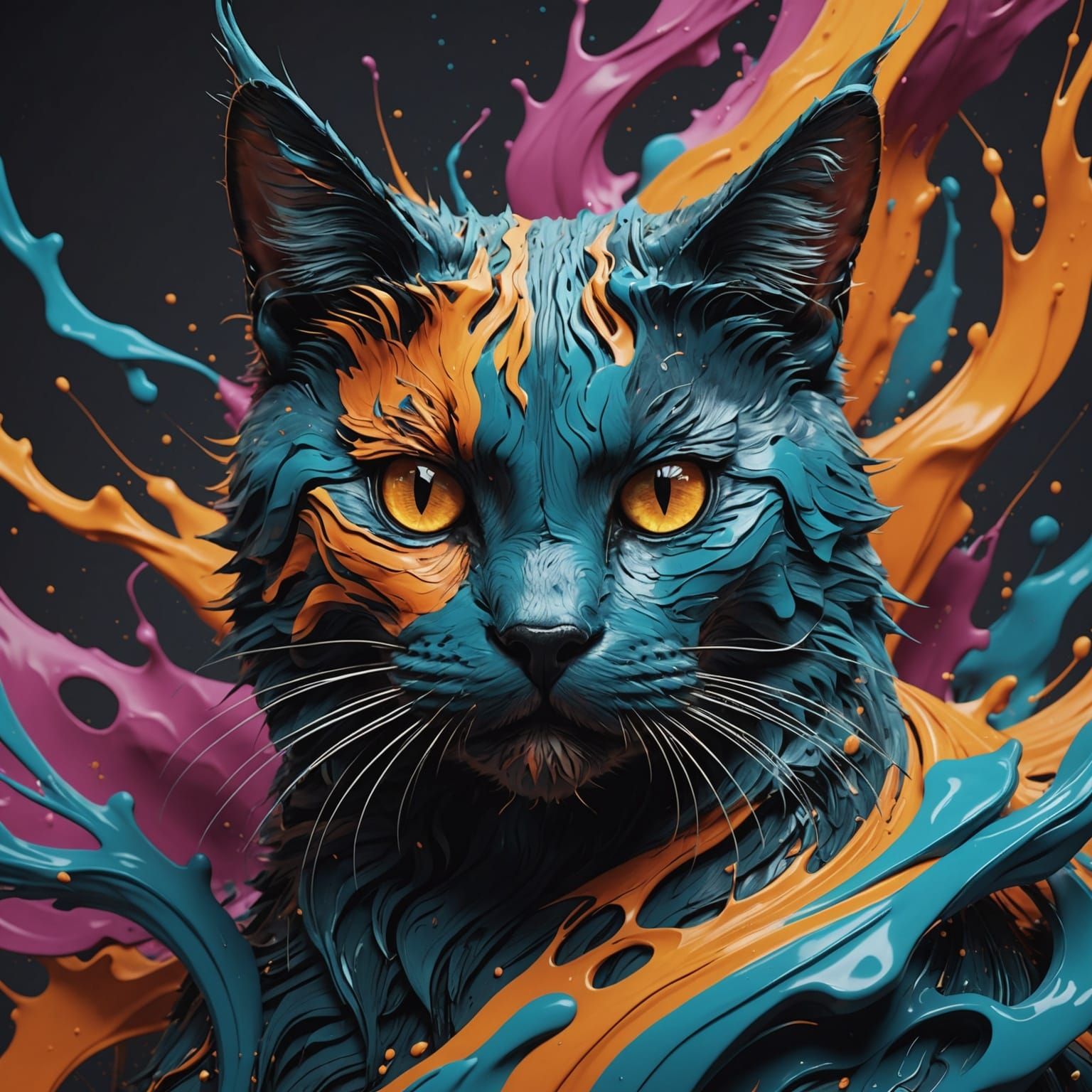 Abstract Cats with Thick Paint Strokes