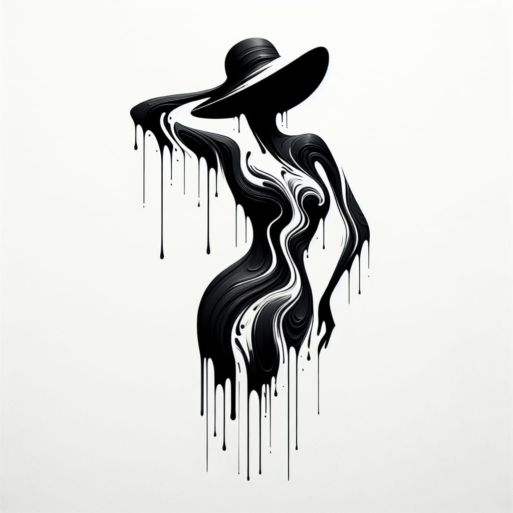 Surreal Black Silhouette of a Woman in Minimalist Style