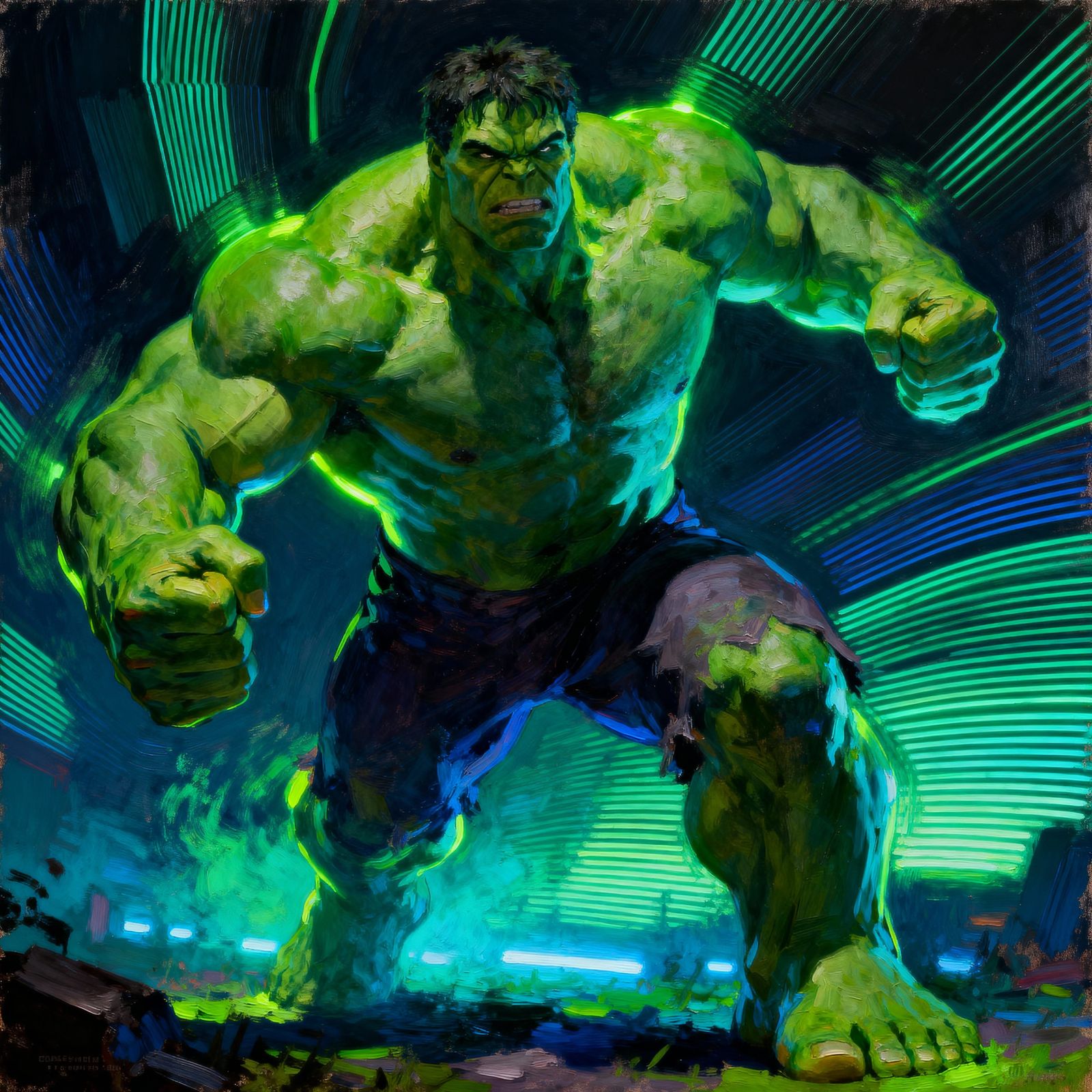 Incredible Hulk Movie Still as Oil Painting