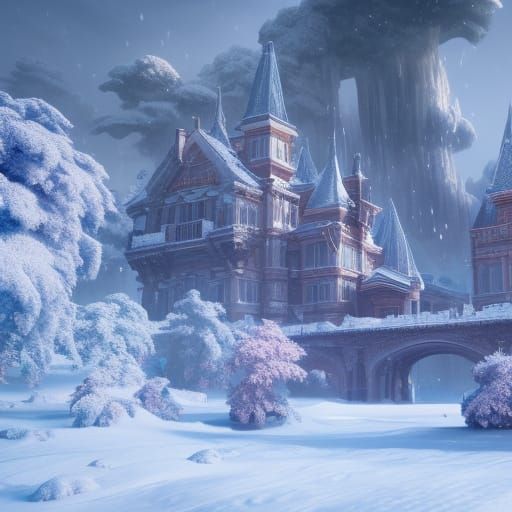 Detailed Snowscape: A Fantastical Matte Painting