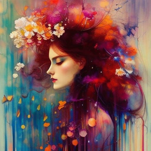 Astronaut in Flower Helmet: Hyperdetailed Portrait