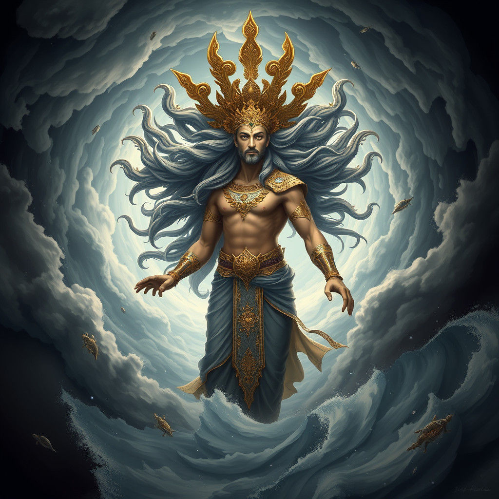 Iranian Wind God Vayu in Hyper-Realistic Digital Painting