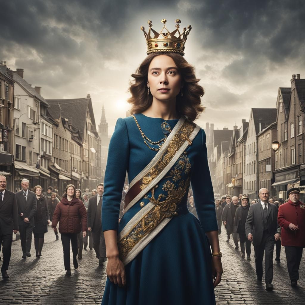 Woman Leads Town Wearing Crown