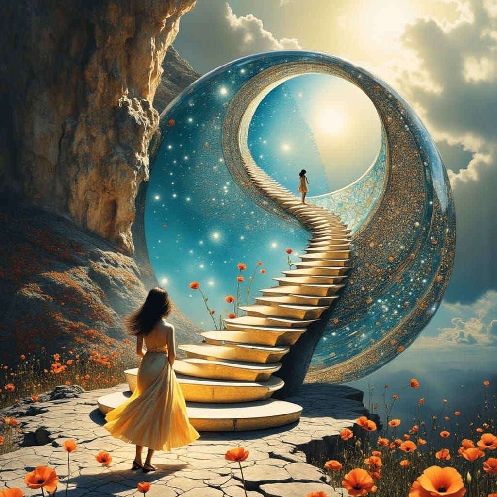 Golden Valley Stairway to Nowhere in Vibrant Poppy Fields