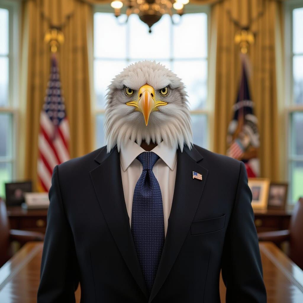 Majestic Bald Eagle in Presidential Suit at White House