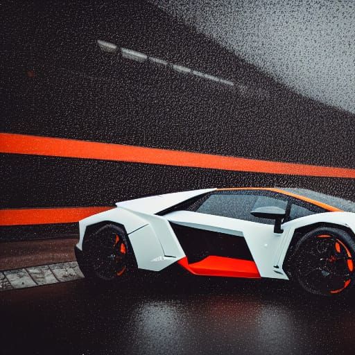 Lamborghini Egoista on Noir Rainy Highway