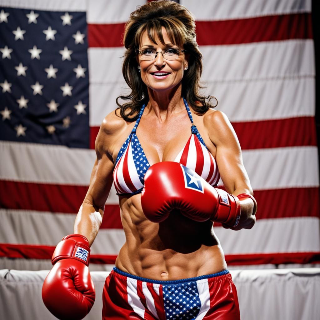 Sarah Palin Boxing in Flag Bikini