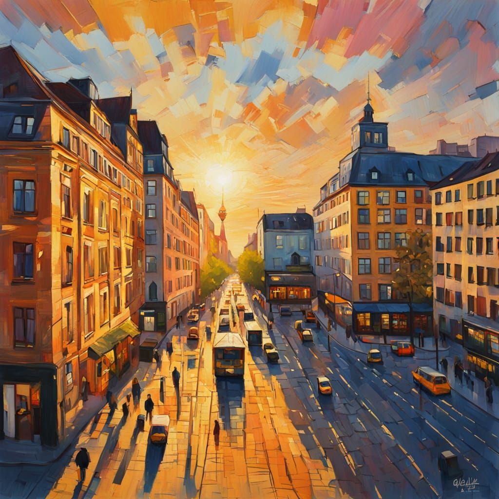 Berlin Cityscape in Neo-Impressionist Style