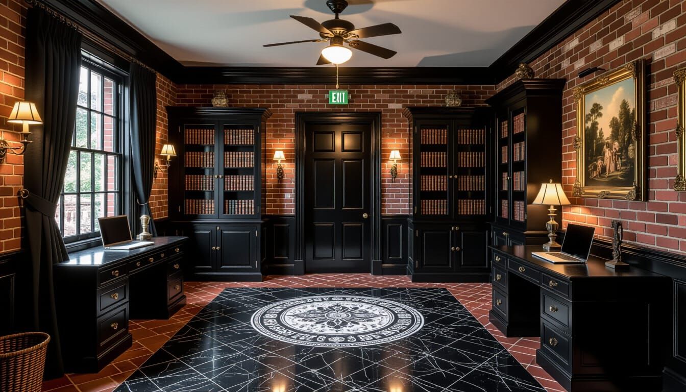 Victorian Working Room with Secret Door in Rococo Style