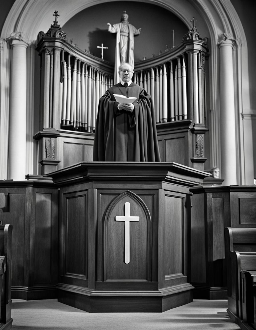 Humanoid Mantle as Pastor in Church Photograph