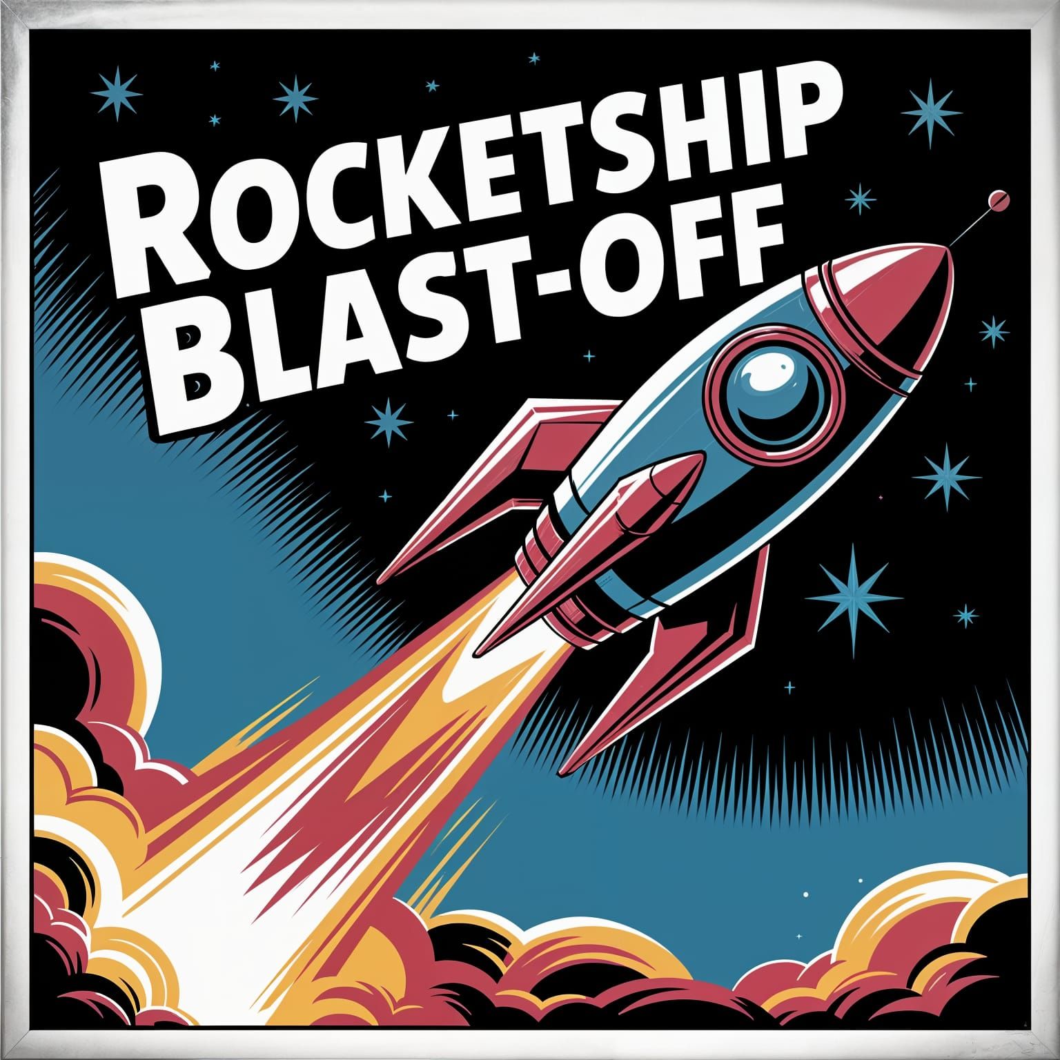 Retro Pop Art Rocketship Movie Poster