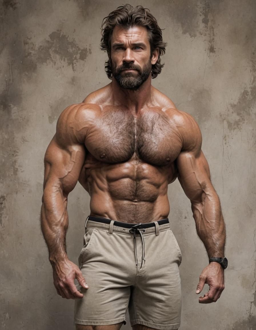 Masculine Bodybuilder with Scruffy Hairs