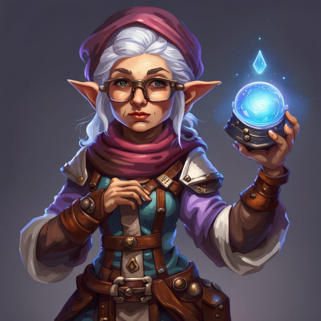 Gnome Artificer Woman in Medieval Fantasy Setting