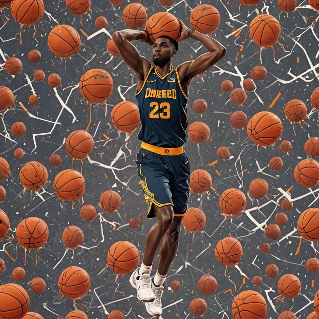Detailed Matte Painting of Basketball Player