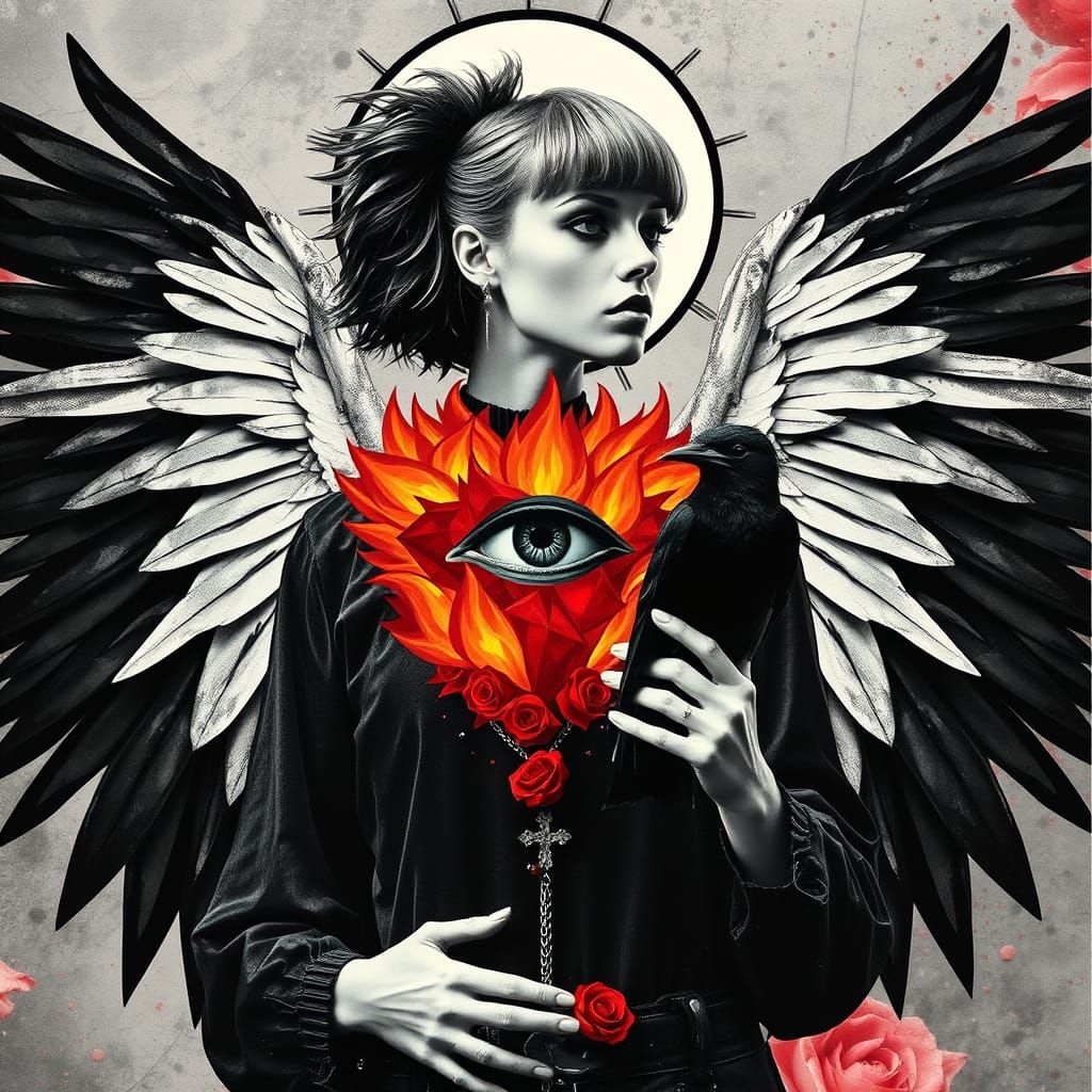 Gothic Social Awareness Icon in Dada Collage Style