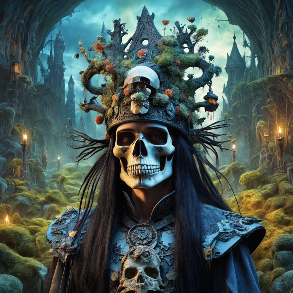 Surreal Shaman in Gothic Fantasy Dreamscape