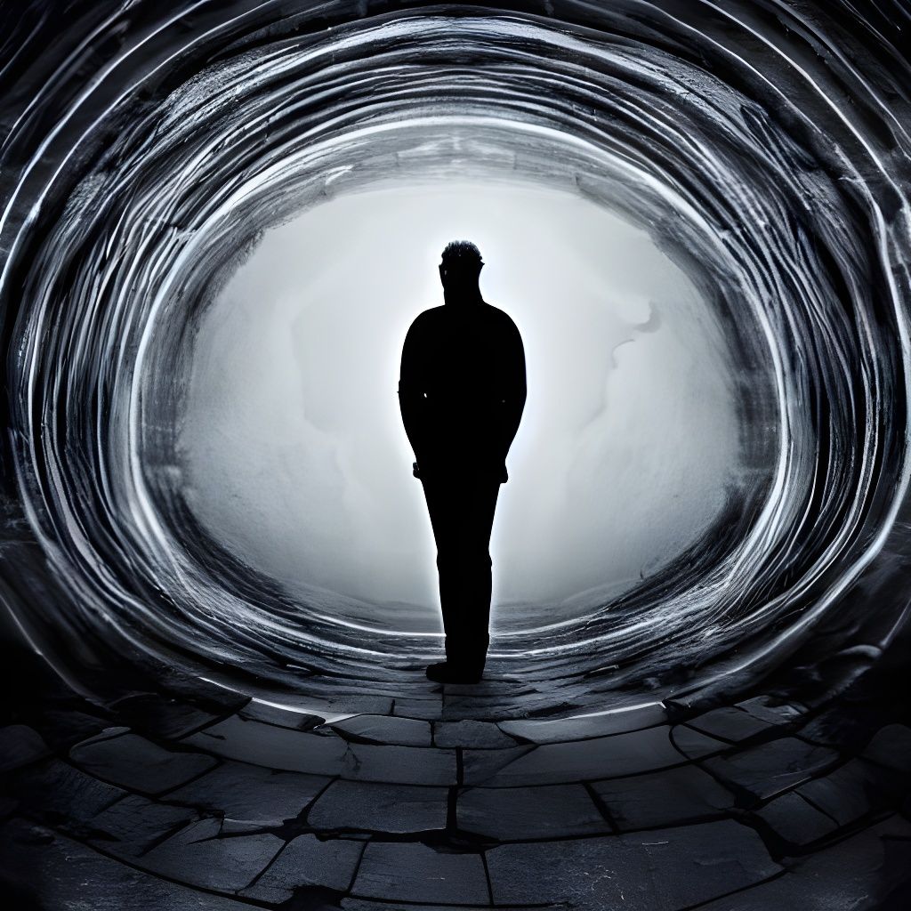 Man at Vortex Portal to Alternate Dimension