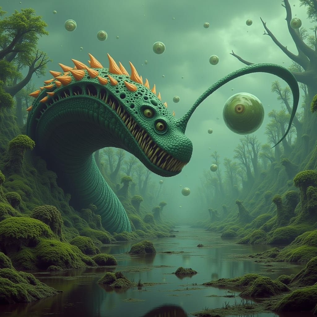 Colossal Swamp Monster Welcomes Visitors