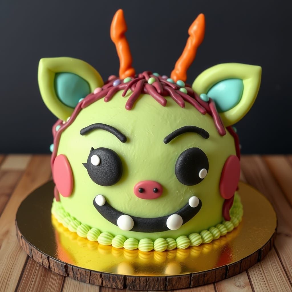 Kawaii Monster Cake in Whimsical Design