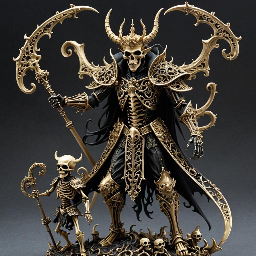 Skeletal Demon Prince Leads Pied Piper in Dark Fantasy