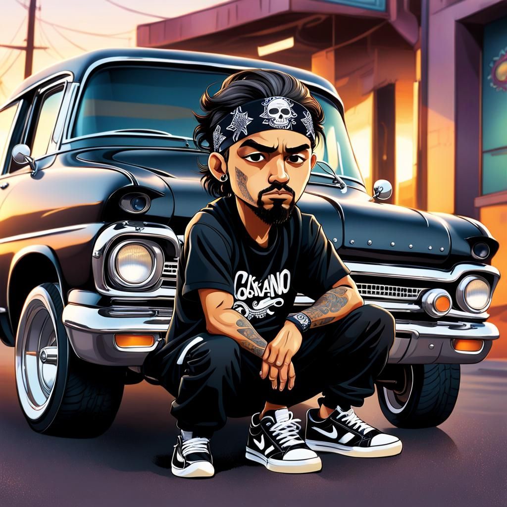 Chicano Lowrider in Manga Anime Style