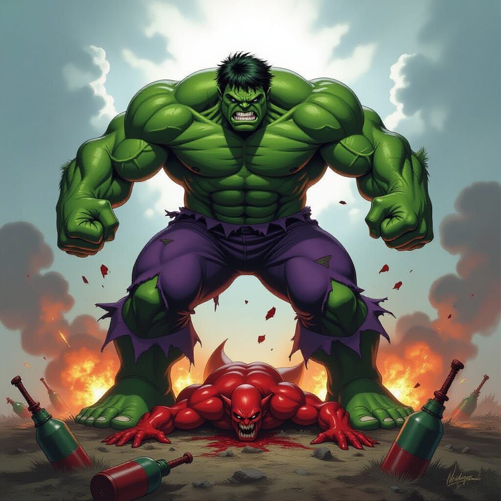 Hulk's Crushing Feet on Explosive Battlefield