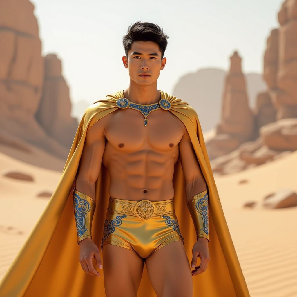 Spaceship Captain Exploring Desert Planet